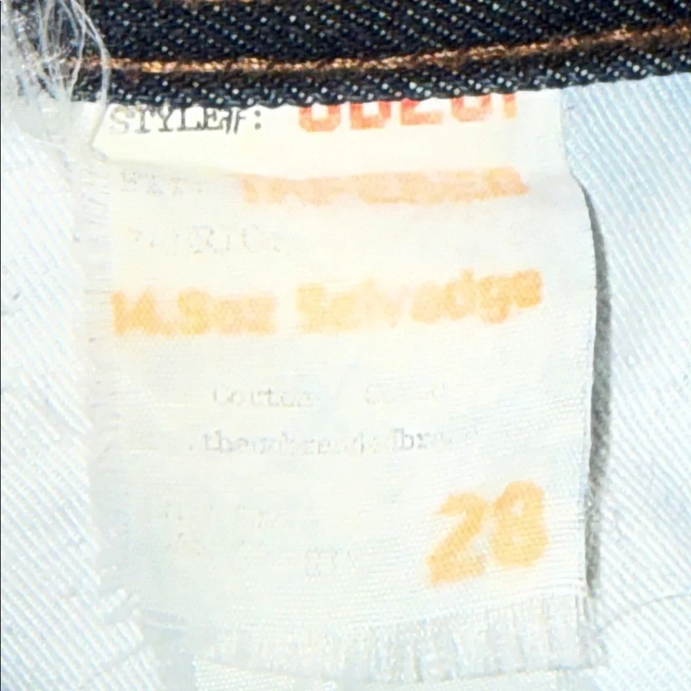 The Unbranded Brand Selvedge Raw Hem Denim Jeans Dark Wash Blue SZ 28